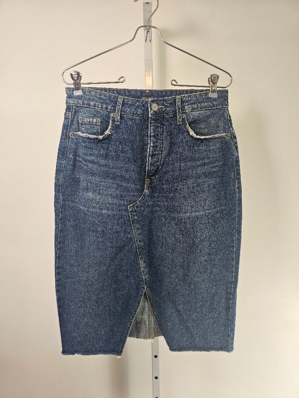 Old Navy Denim Skirt Blue Grunge Button Fly Casual High Rise 4